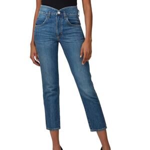 AMO Tulip Dk Vintage High Rise Cropped BlueJeans 27 in Dark Vintage